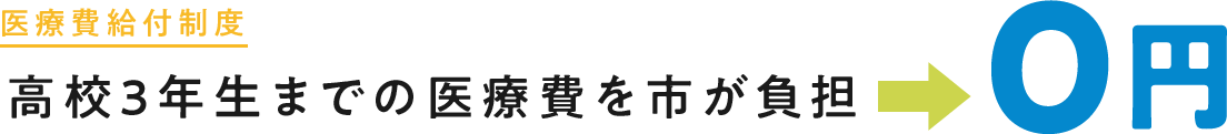 高校3年生までの医療費を市が負担→0円