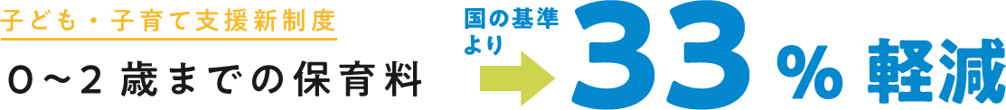0~2歳までの保育料→33%軽減